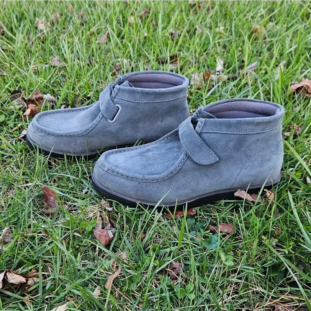 NWOT Haband Casual Joe Gray Suede Leather Moccasin Boots Size 8.5 - Picture 2 of 12